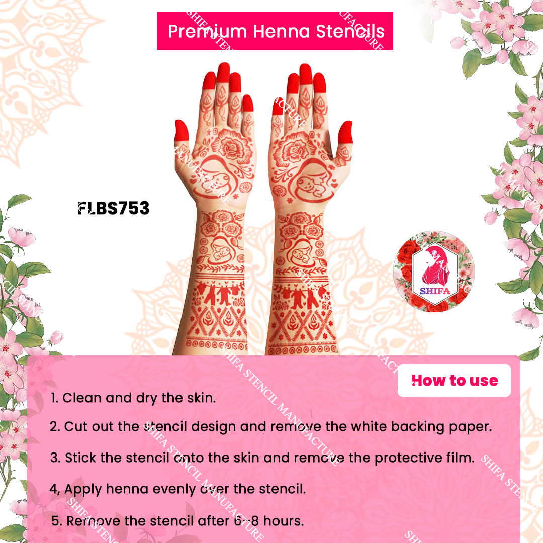 FLBS 753 Mother’s Embrace Bloom Mehndi Double Hand Henna Stencil